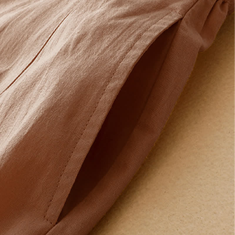 Buddha Stones Pantalon sarouel court uni, décontracté et minimaliste, avec poches, pour femme - image 3