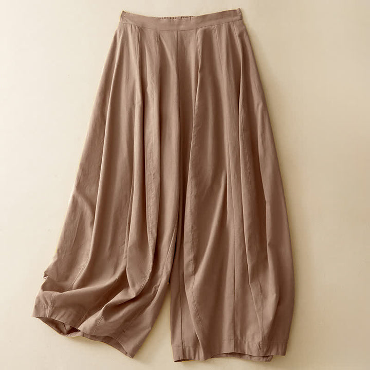 Buddha Stones Pantalon sarouel court uni, décontracté et minimaliste, avec poches, pour femme - Tanné - US12, UK/AU16, EU44 (2XL) - image 0
