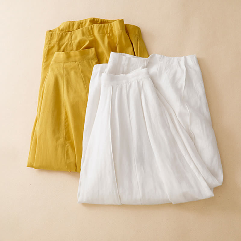Buddha Stones Pantalon sarouel court uni, décontracté et minimaliste, avec poches, pour femme - image 23