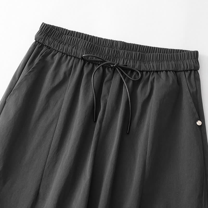 Buddha Stones Pantalon harem minimaliste décontracté d'été en coton uni avec cordon de serrage et poches - image 1
