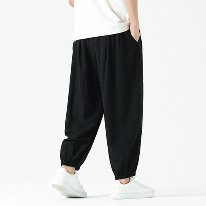 Buddha Stones Pantalon sarouel d'été décontracté bohème en coton uni avec cordon de serrage et poches - image 14