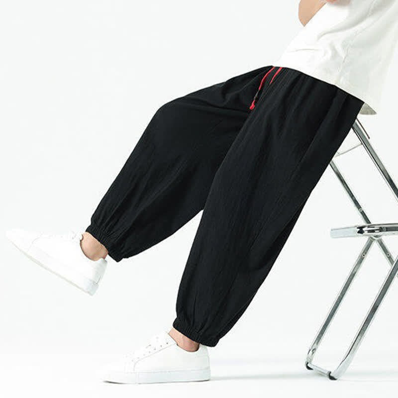 Buddha Stones Pantalon sarouel d'été décontracté bohème en coton uni avec cordon de serrage et poches - image 18