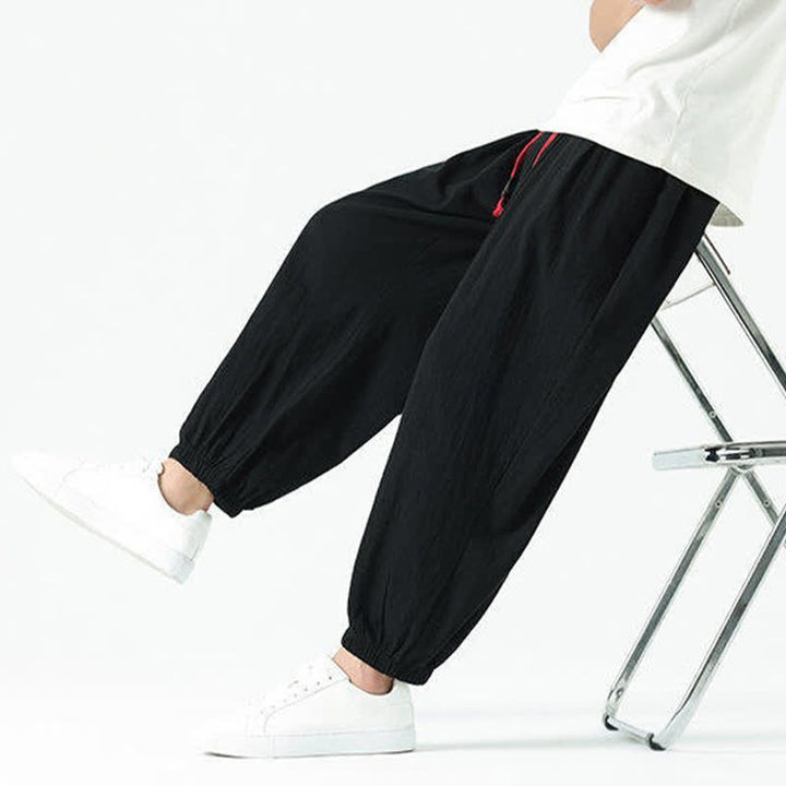 Buddha Stones Pantalon sarouel d'été décontracté bohème en coton uni avec cordon de serrage et poches - image 18