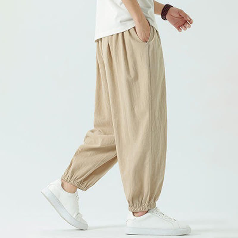 Buddha Stones Pantalon sarouel d'été décontracté bohème en coton uni avec cordon de serrage et poches - image 21