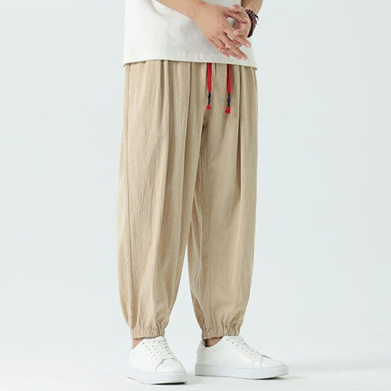 Buddha Stones Pantalon sarouel d'été décontracté bohème en coton uni avec cordon de serrage et poches - image 20