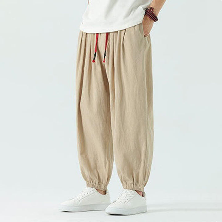 Buddha Stones Pantalon sarouel d'été décontracté bohème en coton uni avec cordon de serrage et poches - image 25