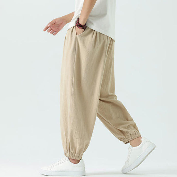 Buddha Stones Pantalon sarouel d'été décontracté bohème en coton uni avec cordon de serrage et poches - image 22