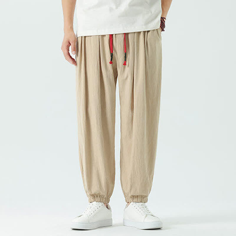 Buddha Stones Pantalon sarouel d'été décontracté bohème en coton uni avec cordon de serrage et poches - image 24