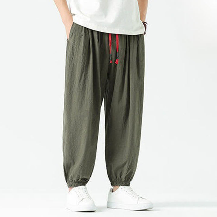 Buddha Stones Pantalon sarouel d'été décontracté bohème en coton uni avec cordon de serrage et poches - image 31