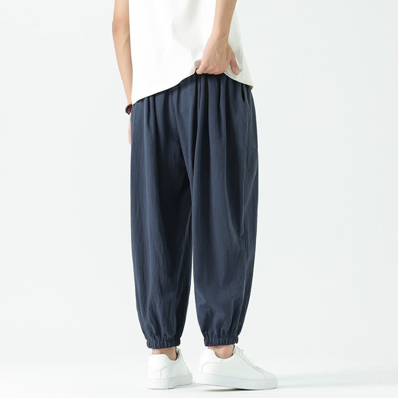 Buddha Stones Pantalon sarouel d'été décontracté bohème en coton uni avec cordon de serrage et poches - image 46