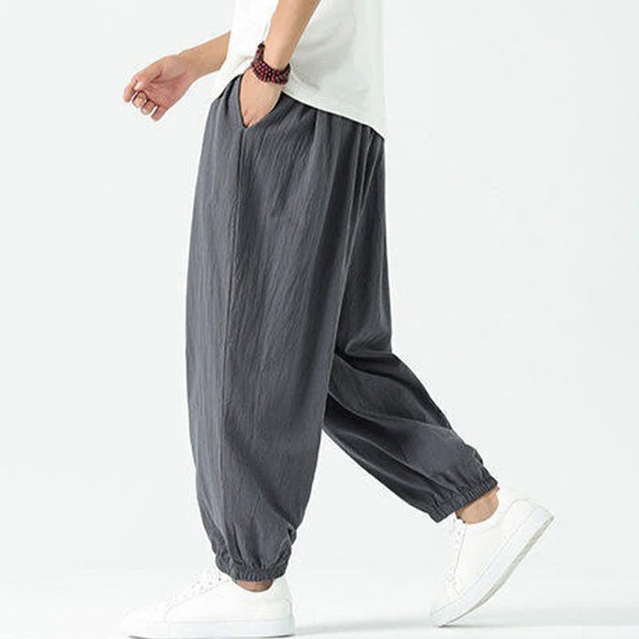 Buddha Stones Pantalon sarouel d'été décontracté bohème en coton uni avec cordon de serrage et poches - image 38