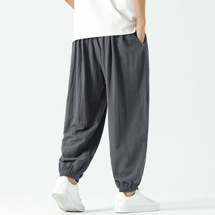Buddha Stones Pantalon sarouel d'été décontracté bohème en coton uni avec cordon de serrage et poches - image 39