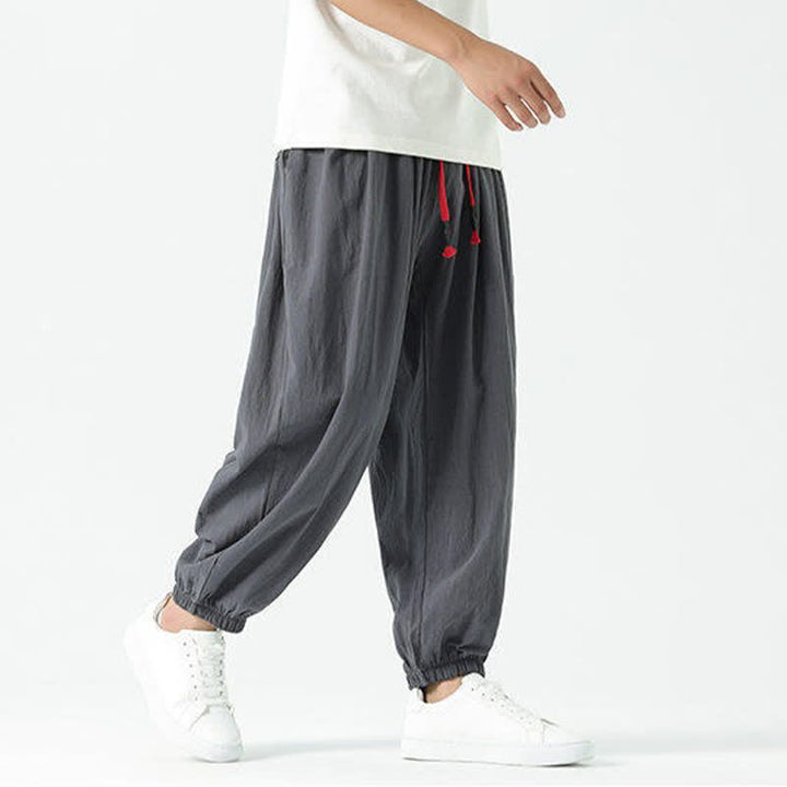 Buddha Stones Pantalon sarouel d'été décontracté bohème en coton uni avec cordon de serrage et poches - image 42