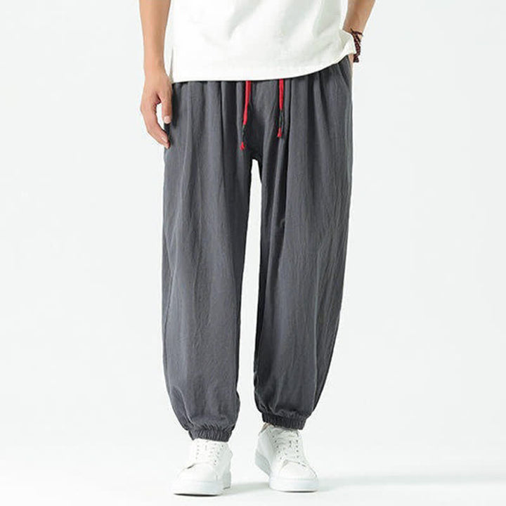 Buddha Stones Pantalon sarouel d'été décontracté bohème en coton uni avec cordon de serrage et poches - image 36
