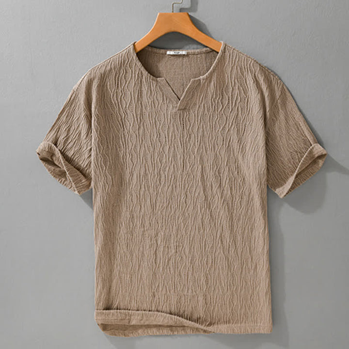Buddha Stones T-shirts d'été minimalistes à manches courtes et col en V pour hommes - image 6
