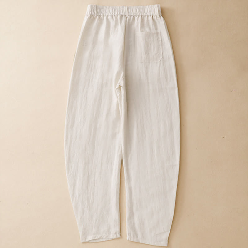 Buddha Stones Pantalon sarouel d'été décontracté à boutons et fermeture éclair, longueur cheville, avec poches - image 16