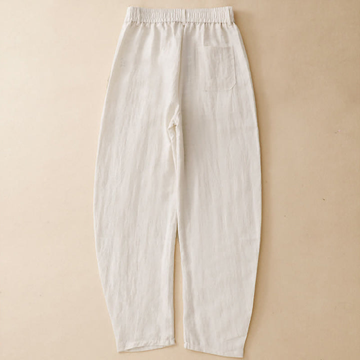 Buddha Stones Pantalon sarouel d'été décontracté à boutons et fermeture éclair, longueur cheville, avec poches - image 16
