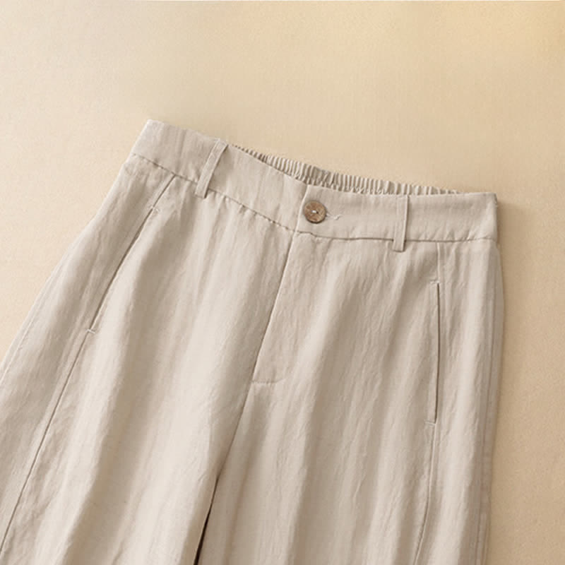 Buddha Stones Pantalon sarouel d'été décontracté à boutons et fermeture éclair, longueur cheville, avec poches - image 11