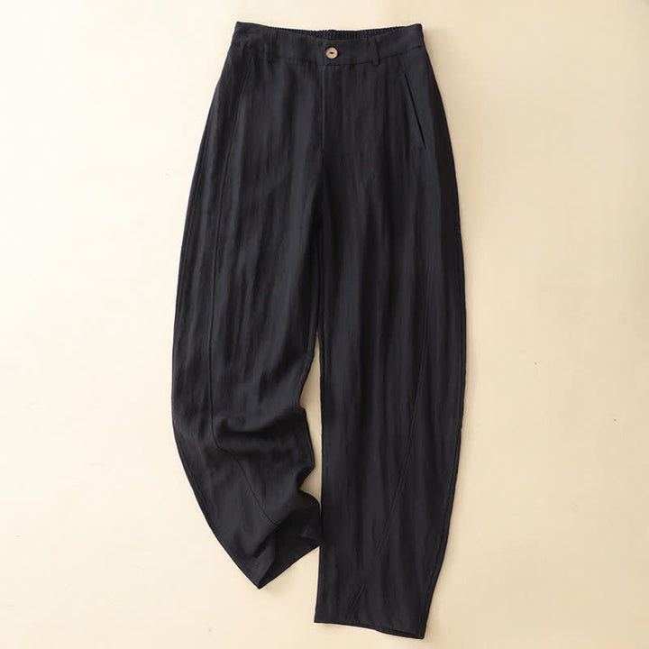Buddha Stones Pantalon sarouel d'été décontracté à boutons et fermeture éclair, longueur cheville, avec poches - Noir - US8-10, UK/AU12-14, EU40-42 (2XL) - image 5