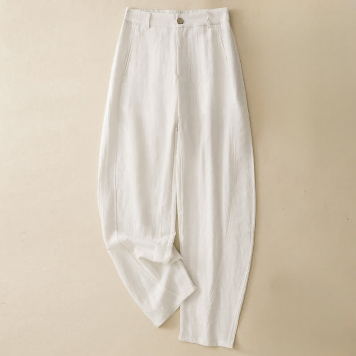 Buddha Stones Pantalon sarouel d'été décontracté à boutons et fermeture éclair, longueur cheville, avec poches - Blanc - US8-10, UK/AU12-14, EU40-42 (2XL) - image 15