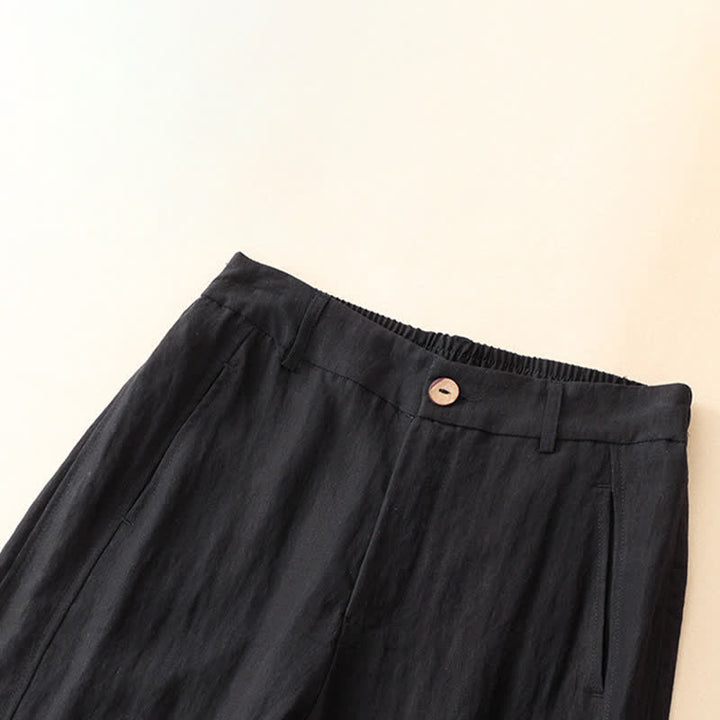 Buddha Stones Pantalon sarouel d'été décontracté à boutons et fermeture éclair, longueur cheville, avec poches - image 6