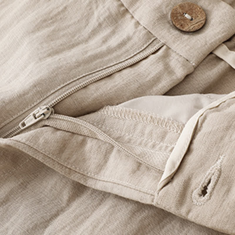 Buddha Stones Pantalon sarouel d'été décontracté à boutons et fermeture éclair, longueur cheville, avec poches - image 12