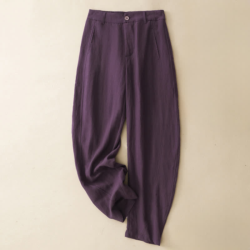 Buddha Stones Pantalon sarouel d'été décontracté à boutons et fermeture éclair, longueur cheville, avec poches - RebeccaPurple - US8-10, UK/AU12-14, EU40-42 (2XL) - image 0