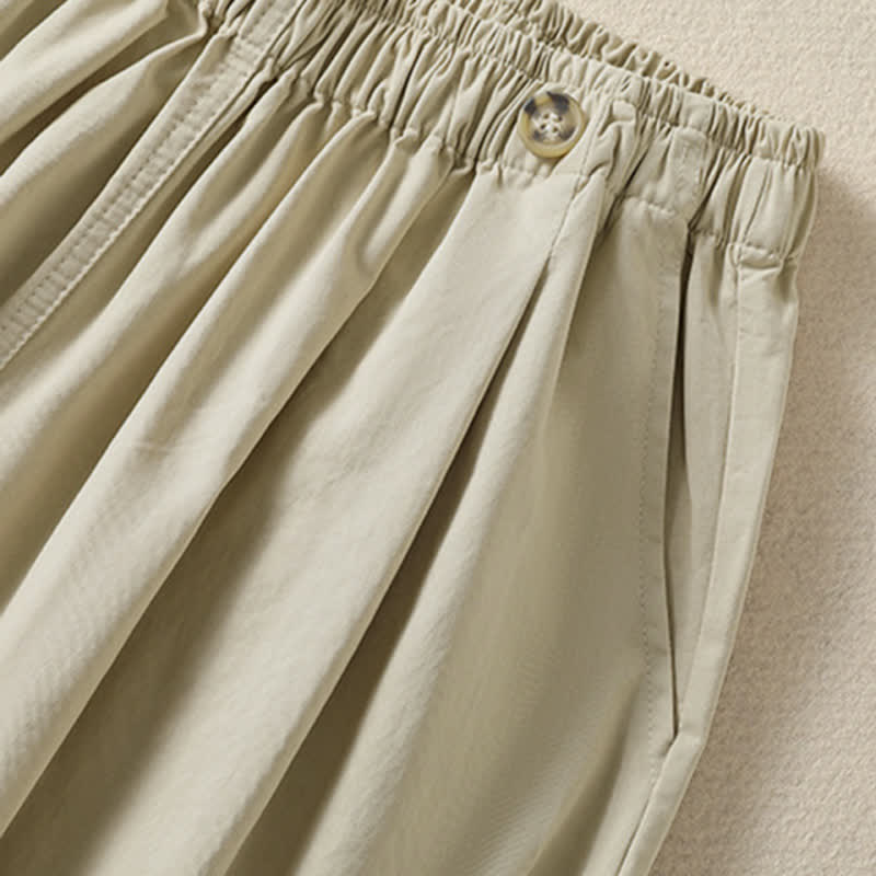 Buddha Stones Short d'été minimaliste uni pour femme avec poche - image 1