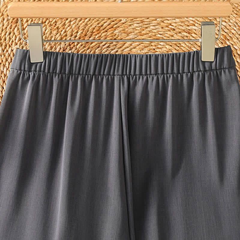 Buddha Stones Pantalon sarouel court uni, décontracté et minimaliste, avec poches, pour femme - image 3