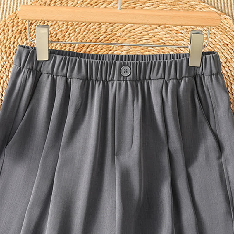 Buddha Stones Pantalon sarouel court uni, décontracté et minimaliste, avec poches, pour femme - image 2