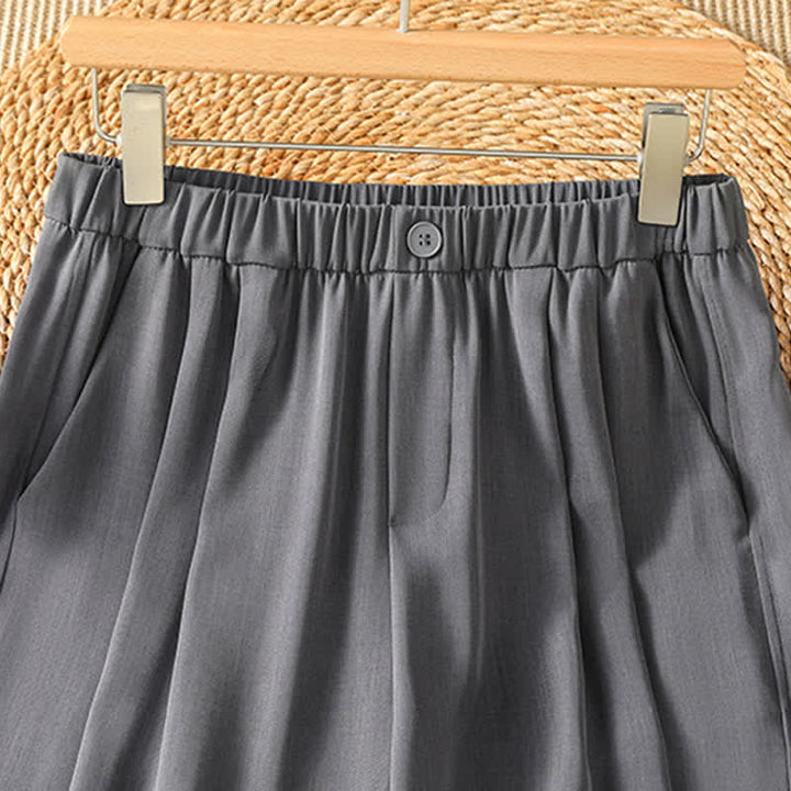 Buddha Stones Pantalon sarouel court uni, décontracté et minimaliste, avec poches, pour femme - image 2