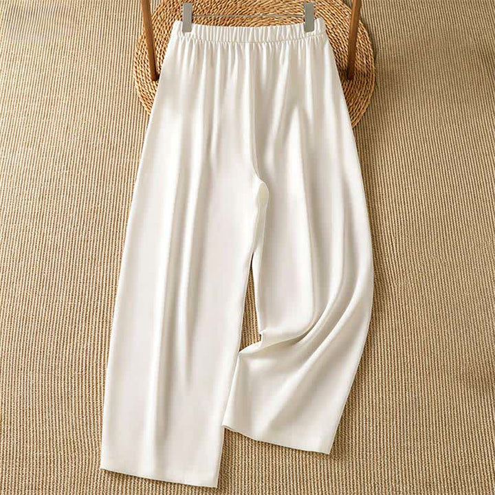 Buddha Stones Pantalon sarouel court uni, décontracté et minimaliste, avec poches, pour femme - image 14