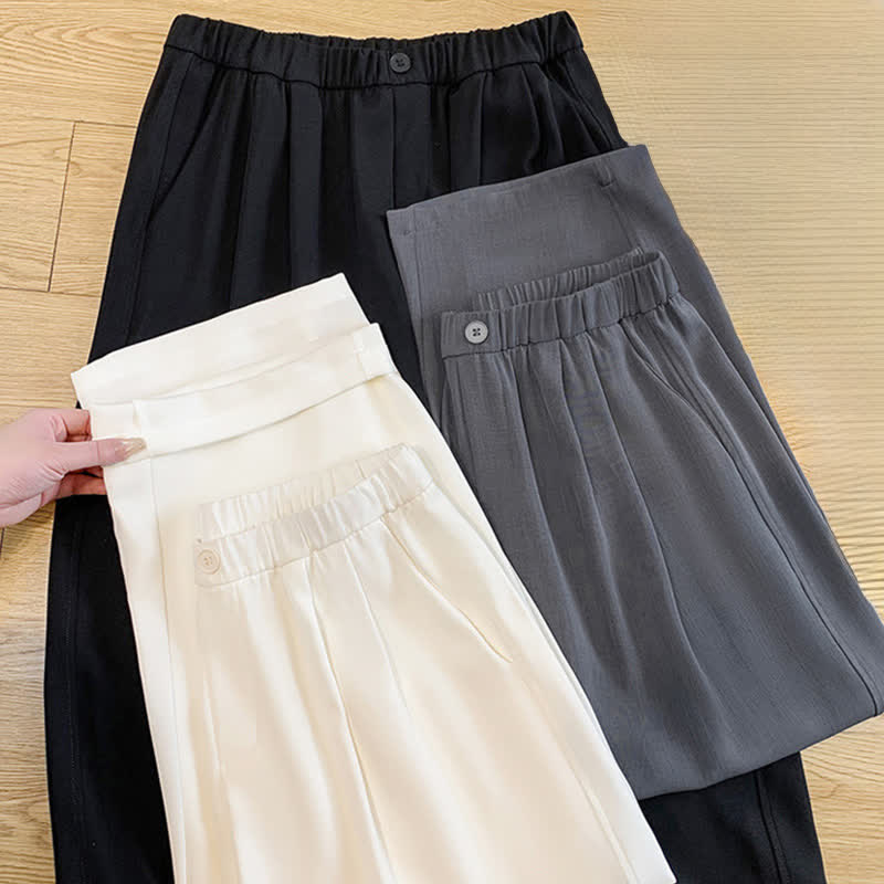 Buddha Stones Pantalon sarouel court uni, décontracté et minimaliste, avec poches, pour femme - image 23