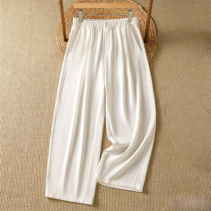 Buddha Stones Pantalon sarouel court uni, décontracté et minimaliste, avec poches, pour femme - Ivoire - US8-10, UK/AU12-14, EU40-42 (2XL) - image 13