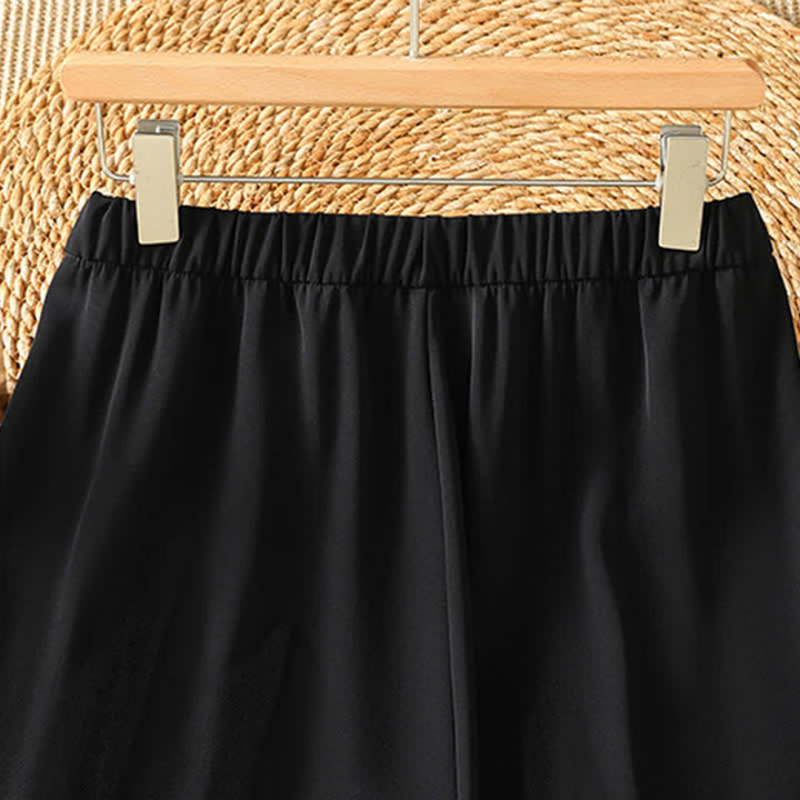 Buddha Stones Pantalon sarouel court uni, décontracté et minimaliste, avec poches, pour femme - image 10