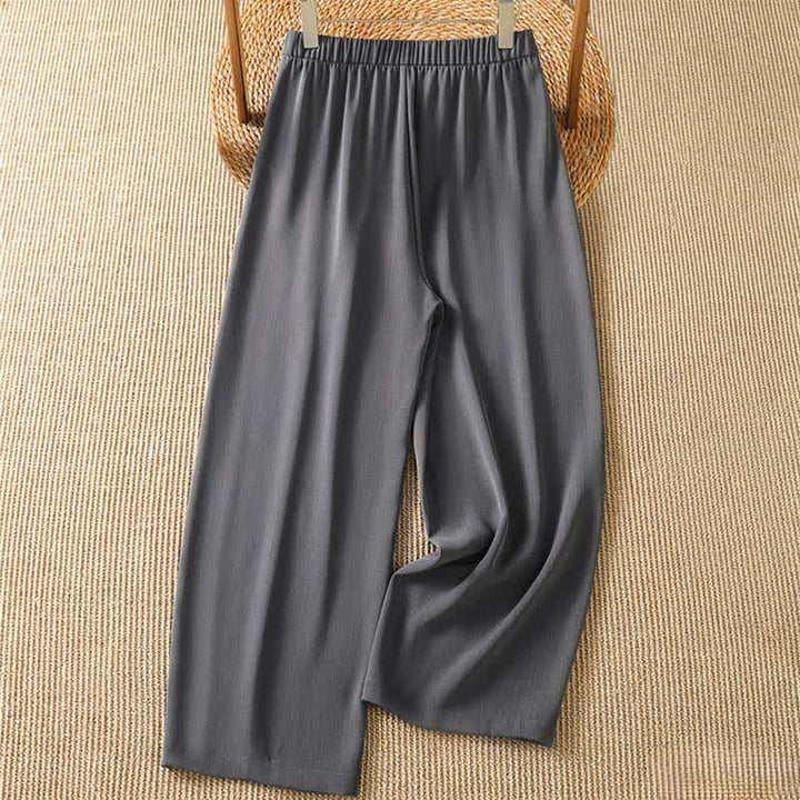 Buddha Stones Pantalon sarouel court uni, décontracté et minimaliste, avec poches, pour femme - image 1