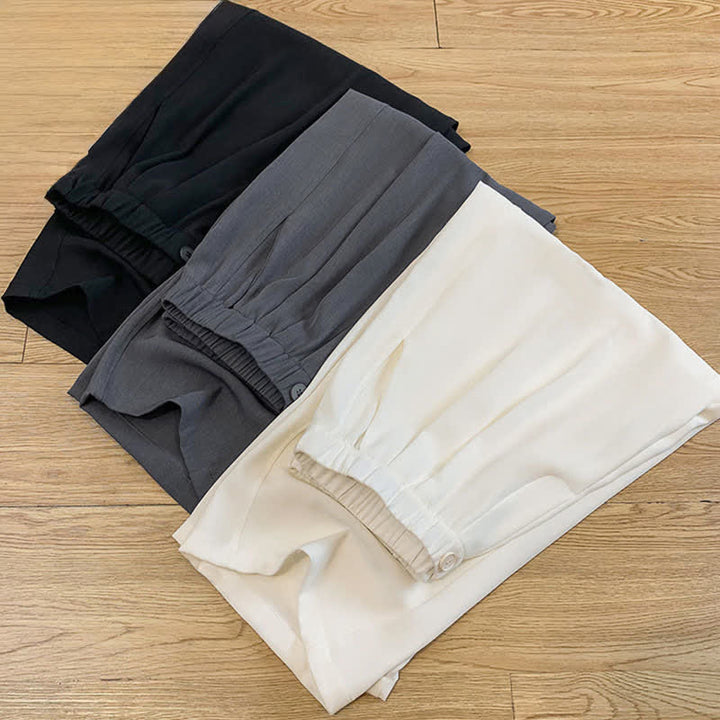 Buddha Stones Pantalon sarouel court uni, décontracté et minimaliste, avec poches, pour femme - image 20