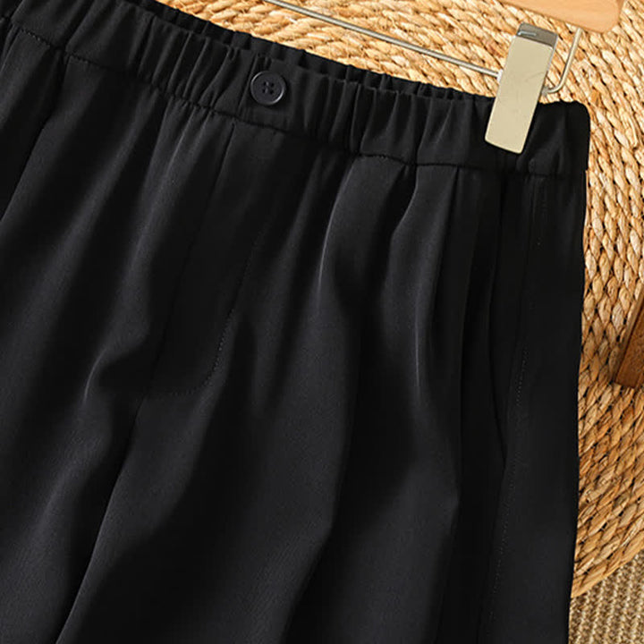 Buddha Stones Pantalon sarouel court uni, décontracté et minimaliste, avec poches, pour femme - image 11