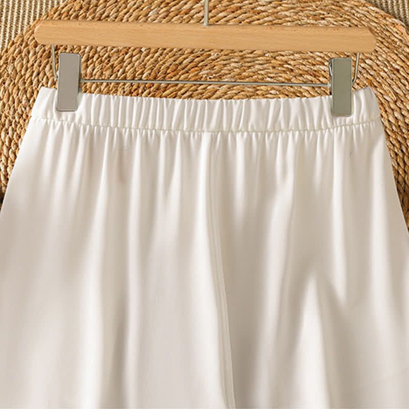 Buddha Stones Pantalon sarouel court uni, décontracté et minimaliste, avec poches, pour femme - image 17