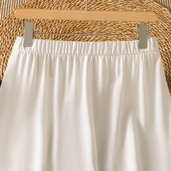 Buddha Stones Pantalon sarouel court uni, décontracté et minimaliste, avec poches, pour femme - image 17