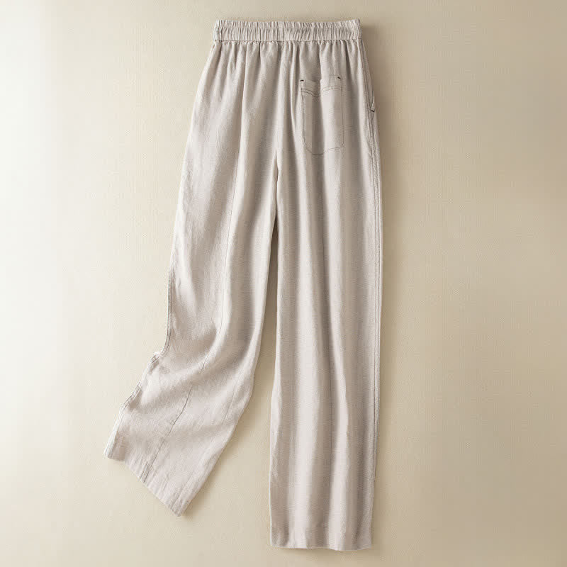 Buddha Stones Pantalon harem minimaliste décontracté d'été à cordon de serrage, couleur unie, longueur cheville, avec poches - image 1