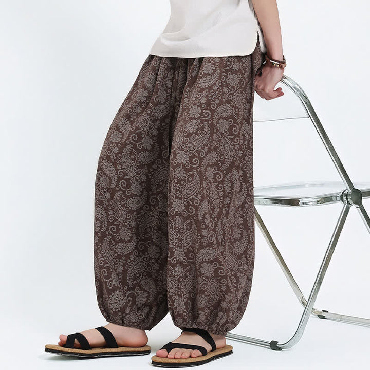 Buddha Stones Pantalon Capri bohème décontracté d'été à cordon de serrage et motif cachemire, style sarouel, avec poches - image 20