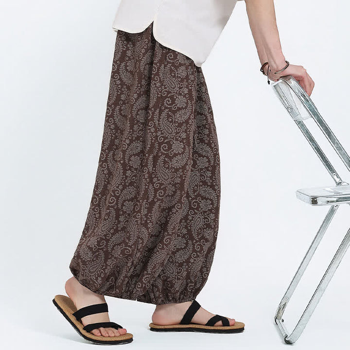 Buddha Stones Pantalon Capri bohème décontracté d'été à cordon de serrage et motif cachemire, style sarouel, avec poches - image 19