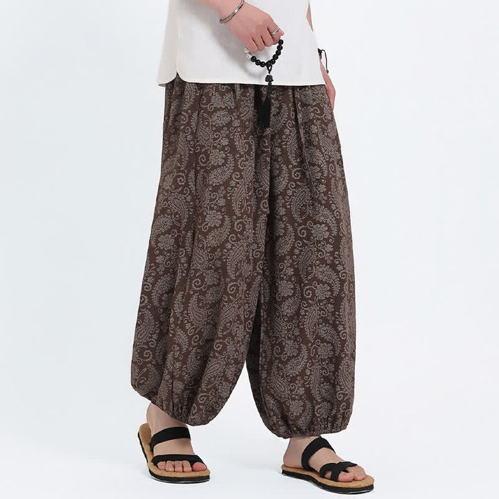 Buddha Stones Pantalon Capri bohème décontracté d'été à cordon de serrage et motif cachemire, style sarouel, avec poches - image 15