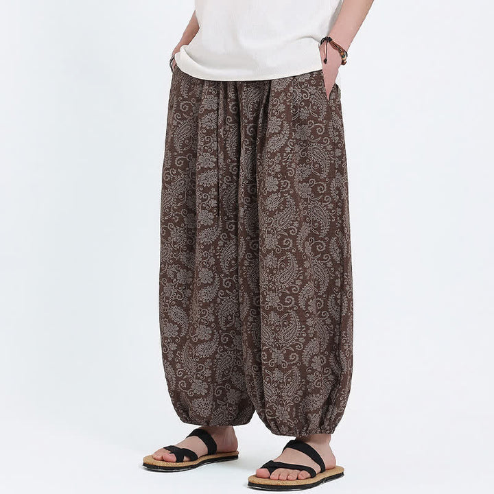 Buddha Stones Pantalon Capri bohème décontracté d'été à cordon de serrage et motif cachemire, style sarouel, avec poches - image 16