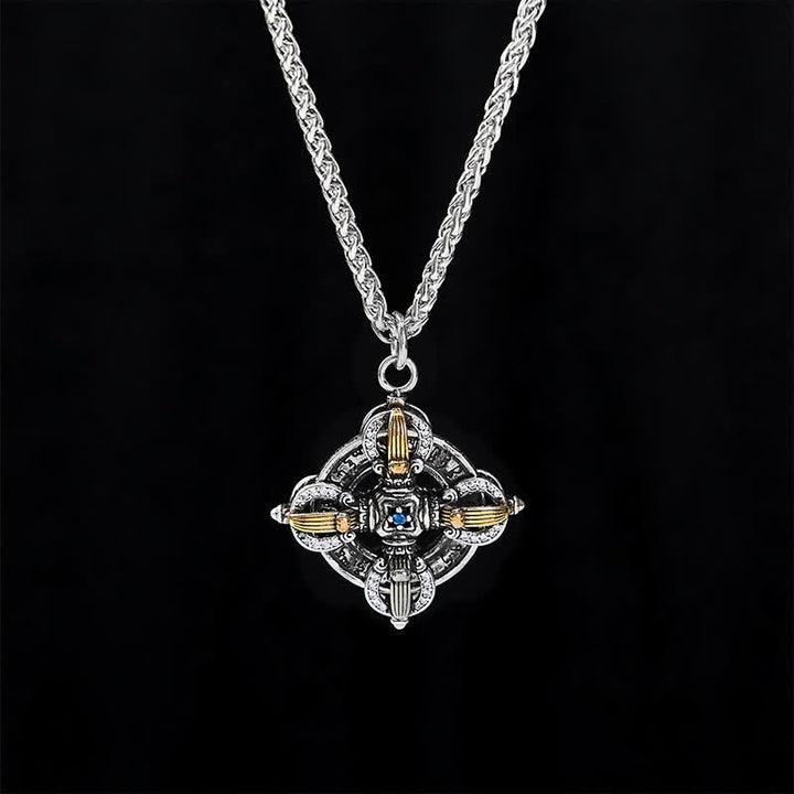 Buddha Stones Collier pendentif Vajra en cuivre plaqué argent avec croix - image 2