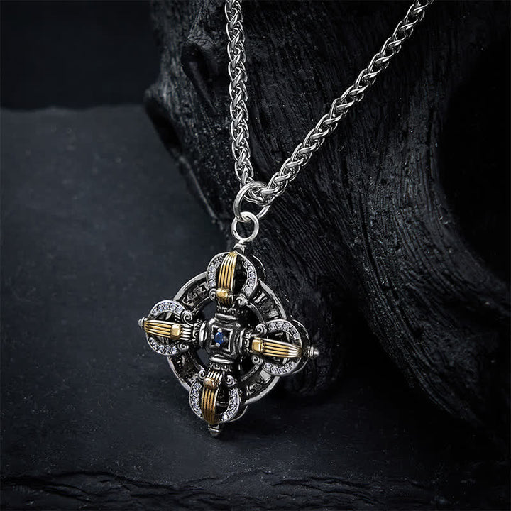 Buddha Stones Collier pendentif Vajra en cuivre plaqué argent avec croix - image 4
