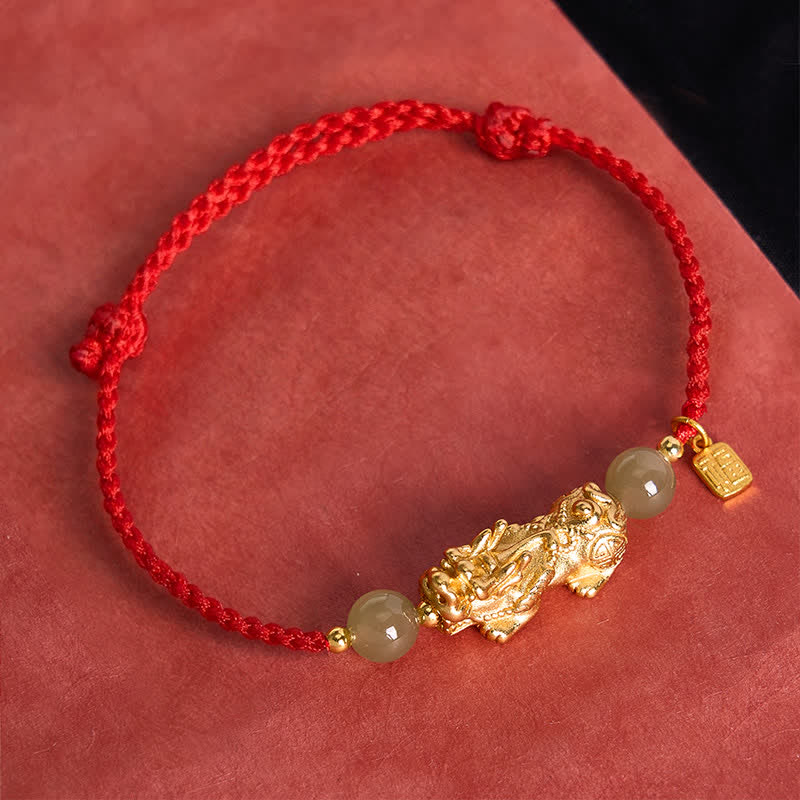 Buddha Stones Bracelet en cuivre Pi Xiu Fu avec fil rouge porte-bonheur - image 4