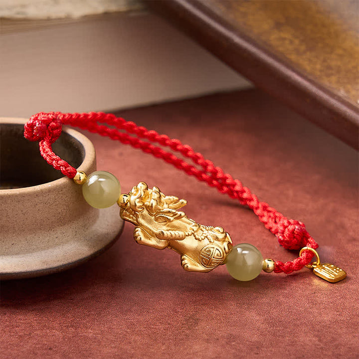 Buddha Stones Bracelet en cuivre Pi Xiu Fu avec fil rouge porte-bonheur - image 1