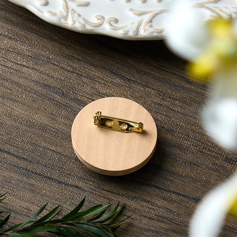 Buddha Stones Broche ronde en tissu faite main avec fleur, symbole d'ancrage - image 17